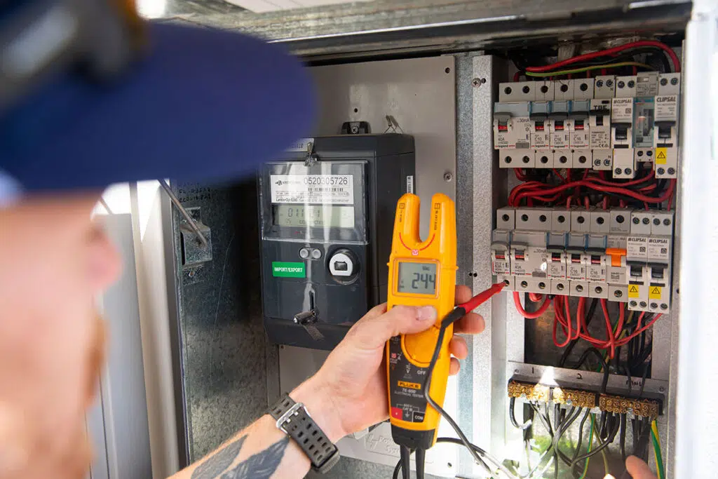 Electrician working on home electrical