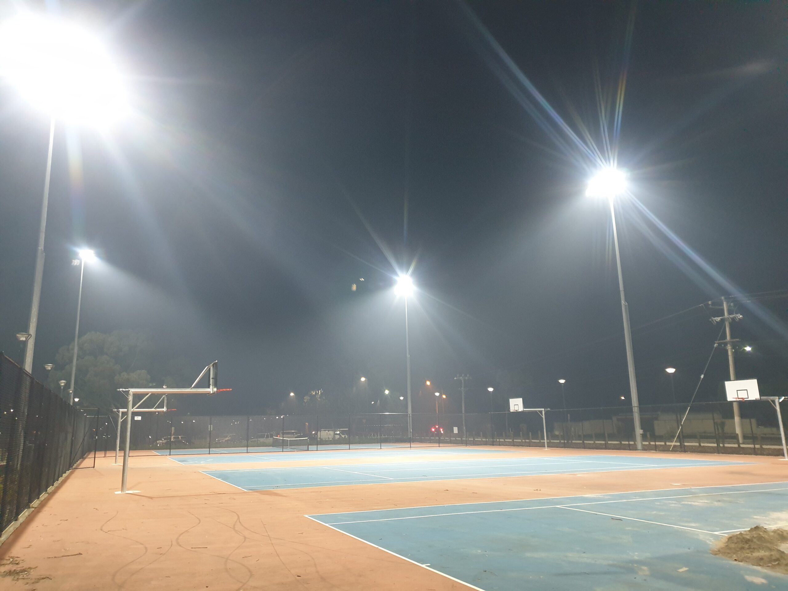 basketball court with night lighting